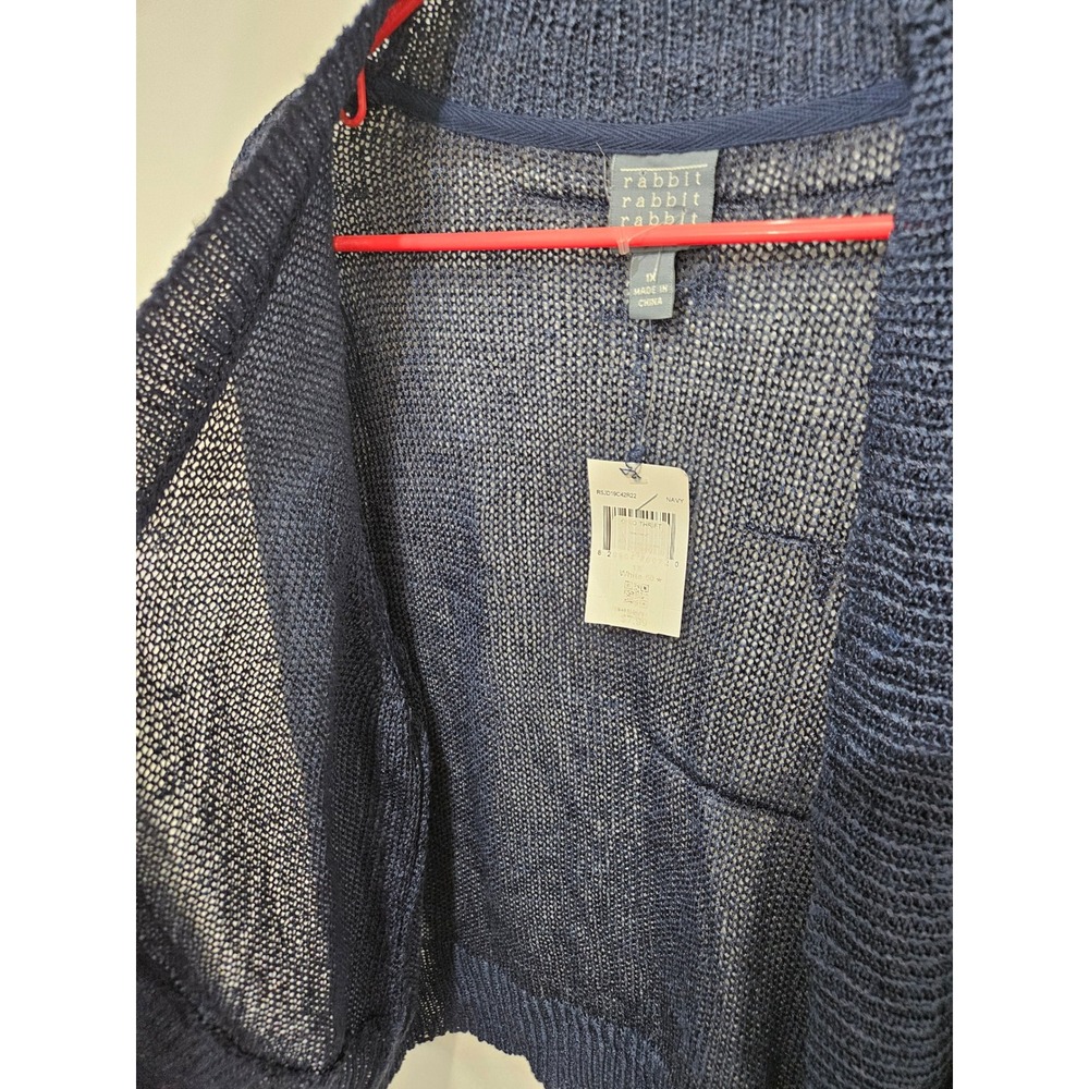 Rabbit Rabbit Rabbit Womens Navy Blue Open Knit Cardigan Sweater 1X R5JD19C42R22 - Picture 4 of 5